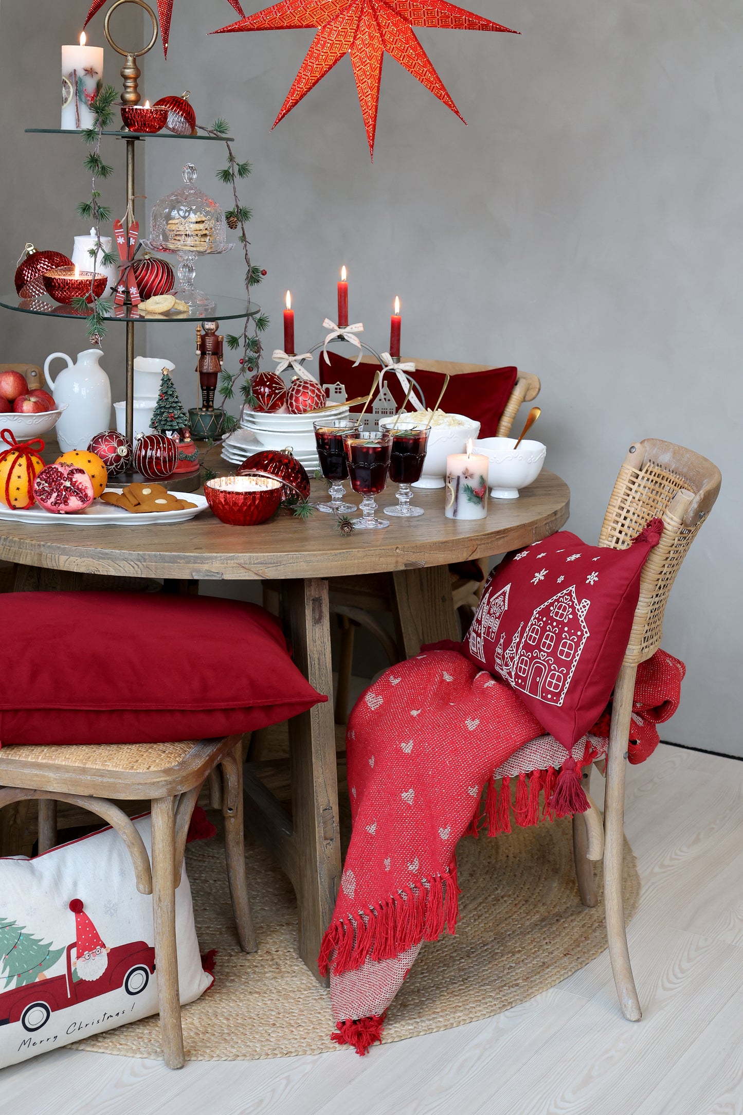 Coussin Noël bordeaux-Chic Antique