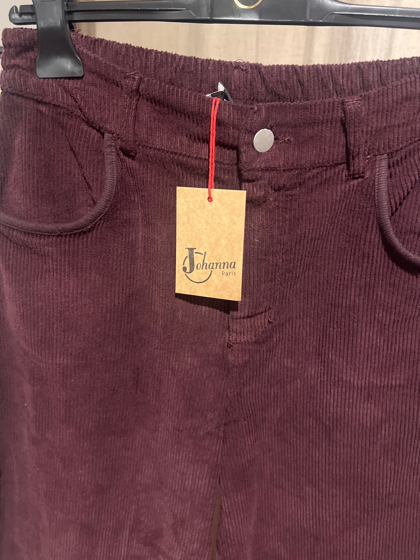 Vente privée-pantalon en velours prune Johanna Paris
