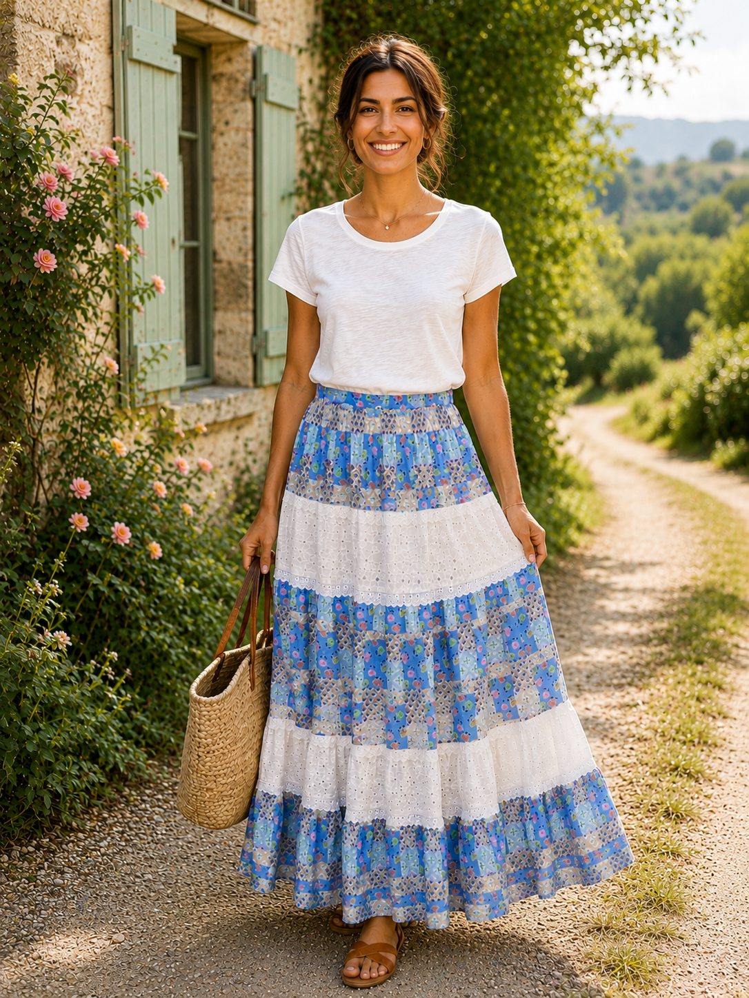 Jupe longue bleu Emma-Johanna Paris