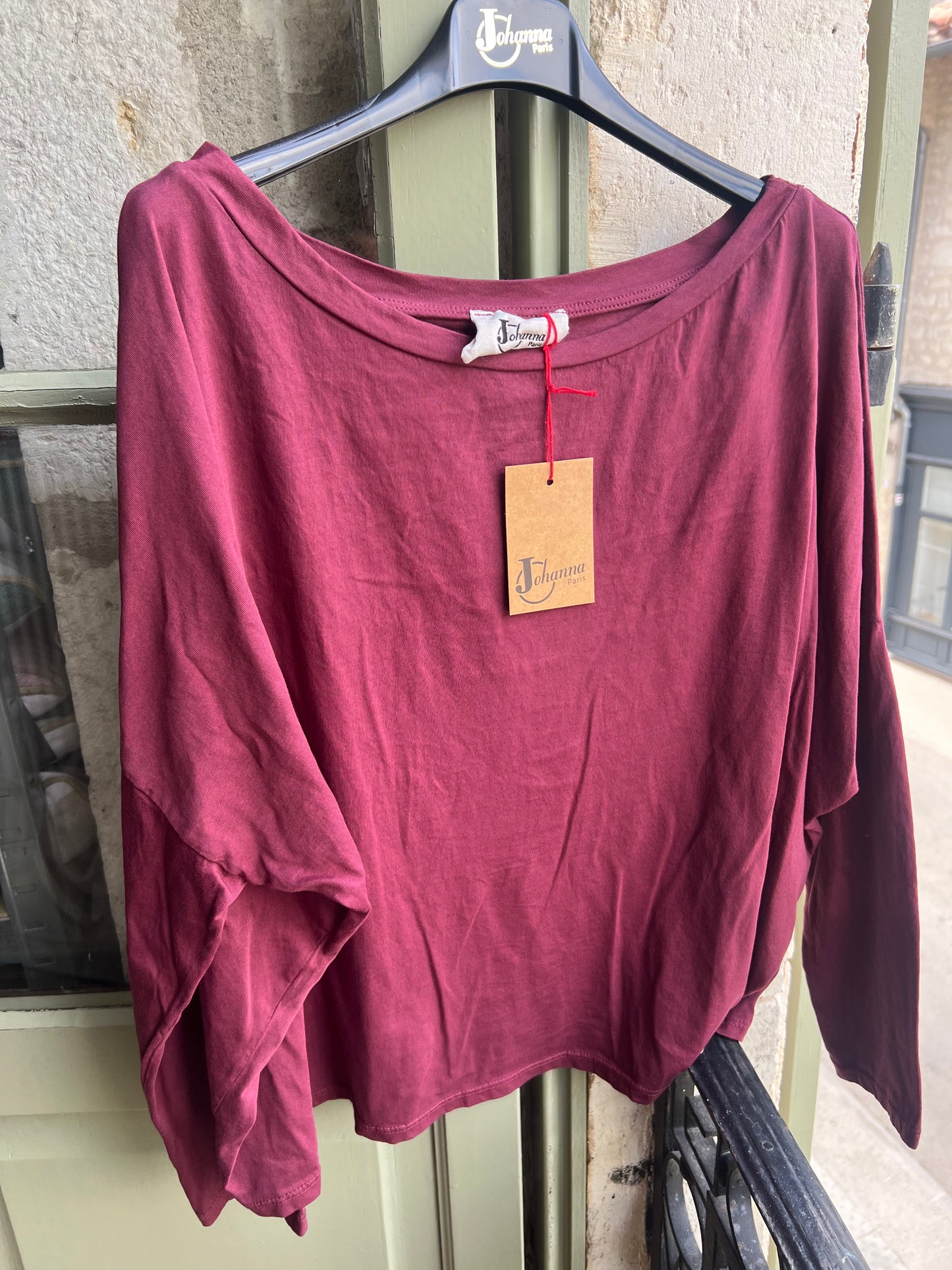 Tee shirt Biba manches longues bordeaux-Johanna Paris