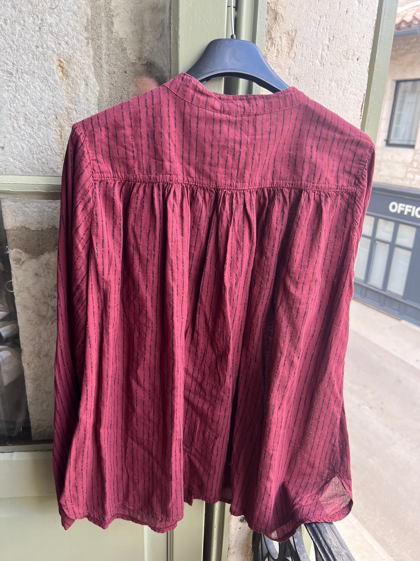 Chemise en voile de coton rayée Lou bordeaux-Johanna Paris