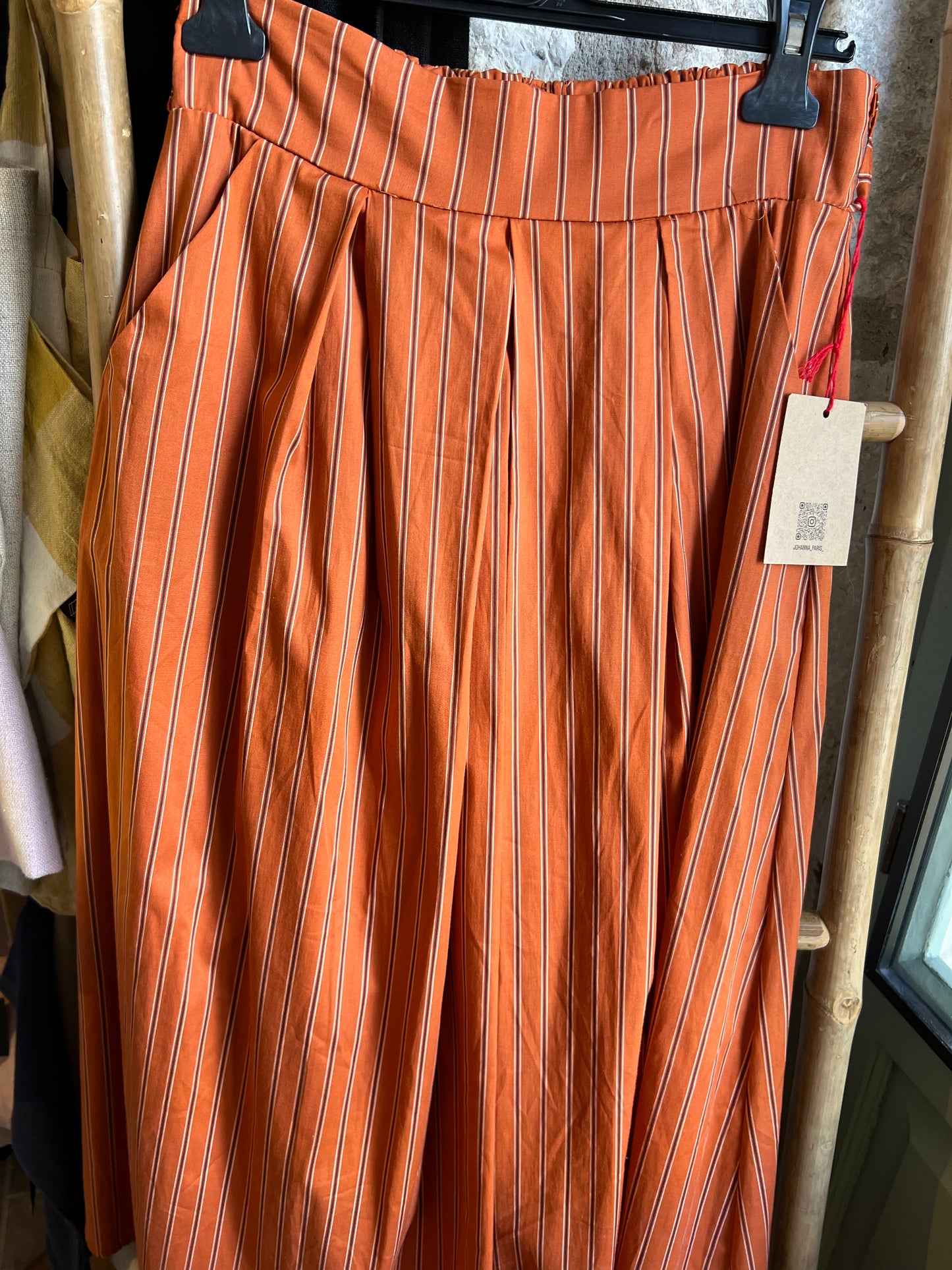 Jupe longue Diane rayée orangée Johanna Paris