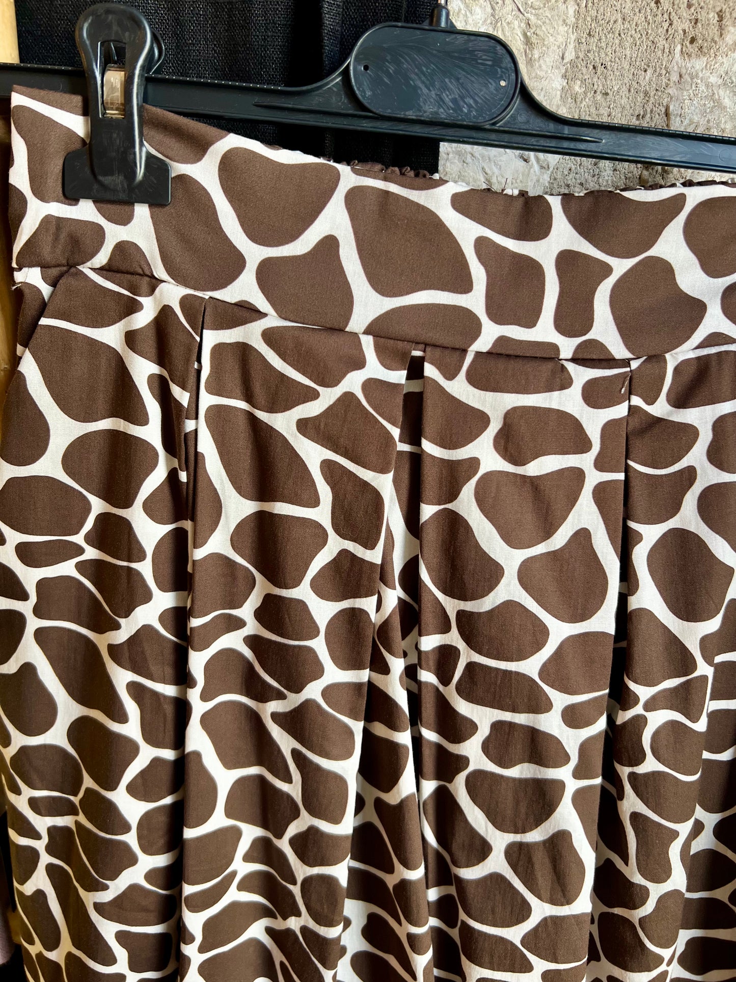 Jupe longue Diane imprimé girafe choco-Johanna Paris