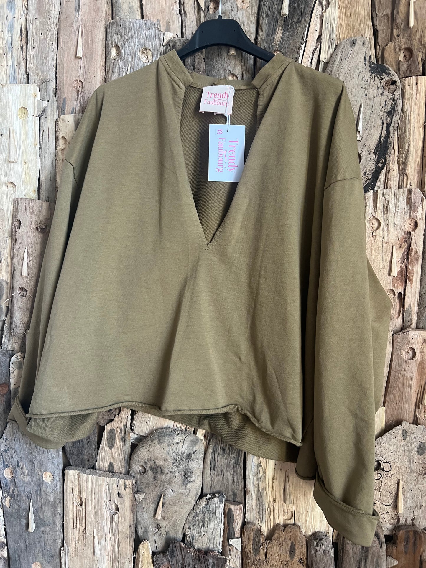 Sweat Wanda olive-TRENDY FAUBOURG
