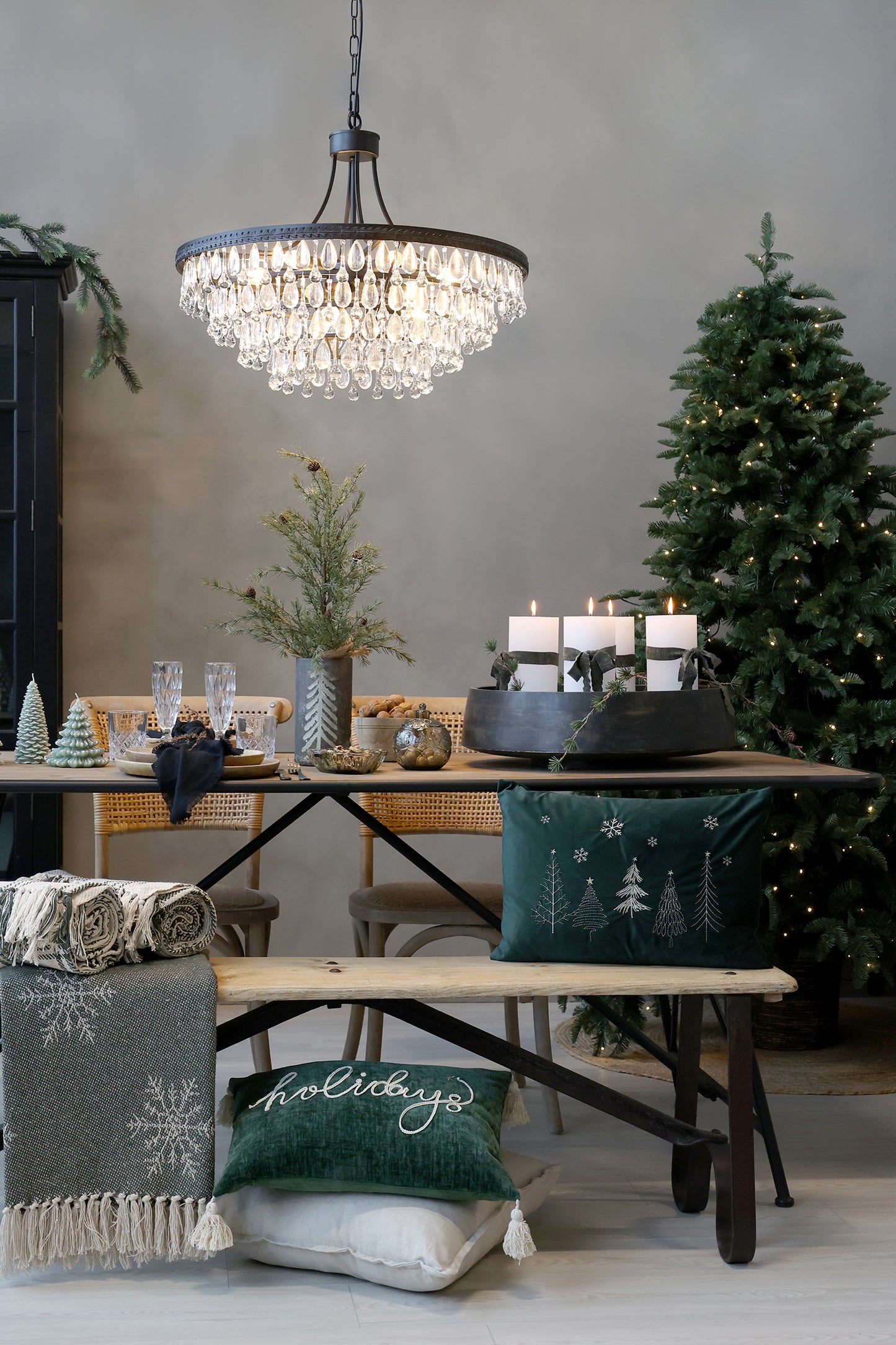 Coussin Holidays velours vert-Chic Antique