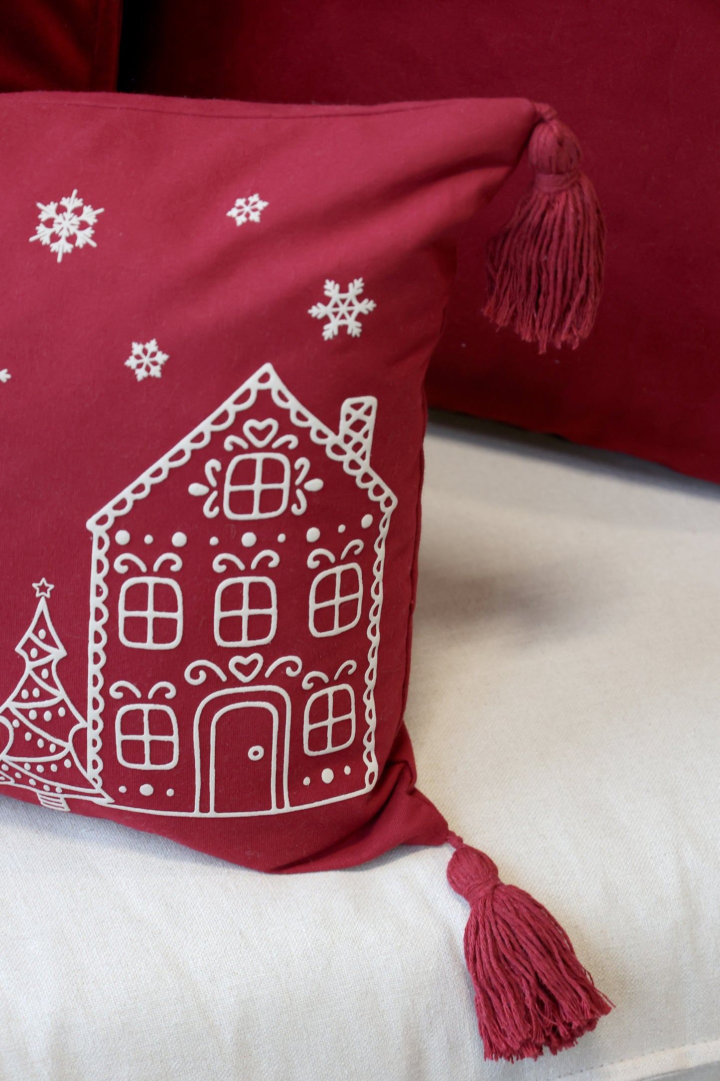 Coussin Noël bordeaux-Chic Antique