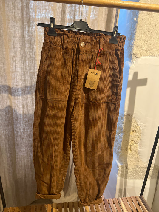 Vente privée-Pantalon en velours côtelé tabac fonce-Johanna Paris