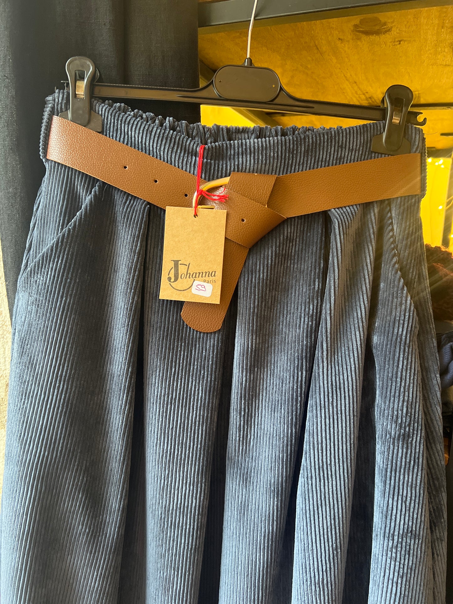Jupe Mia en velours bleu marine-Johanna Paris