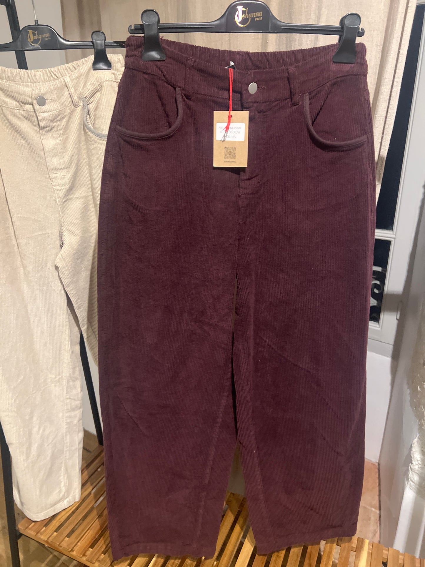 Vente privée-pantalon en velours prune Johanna Paris