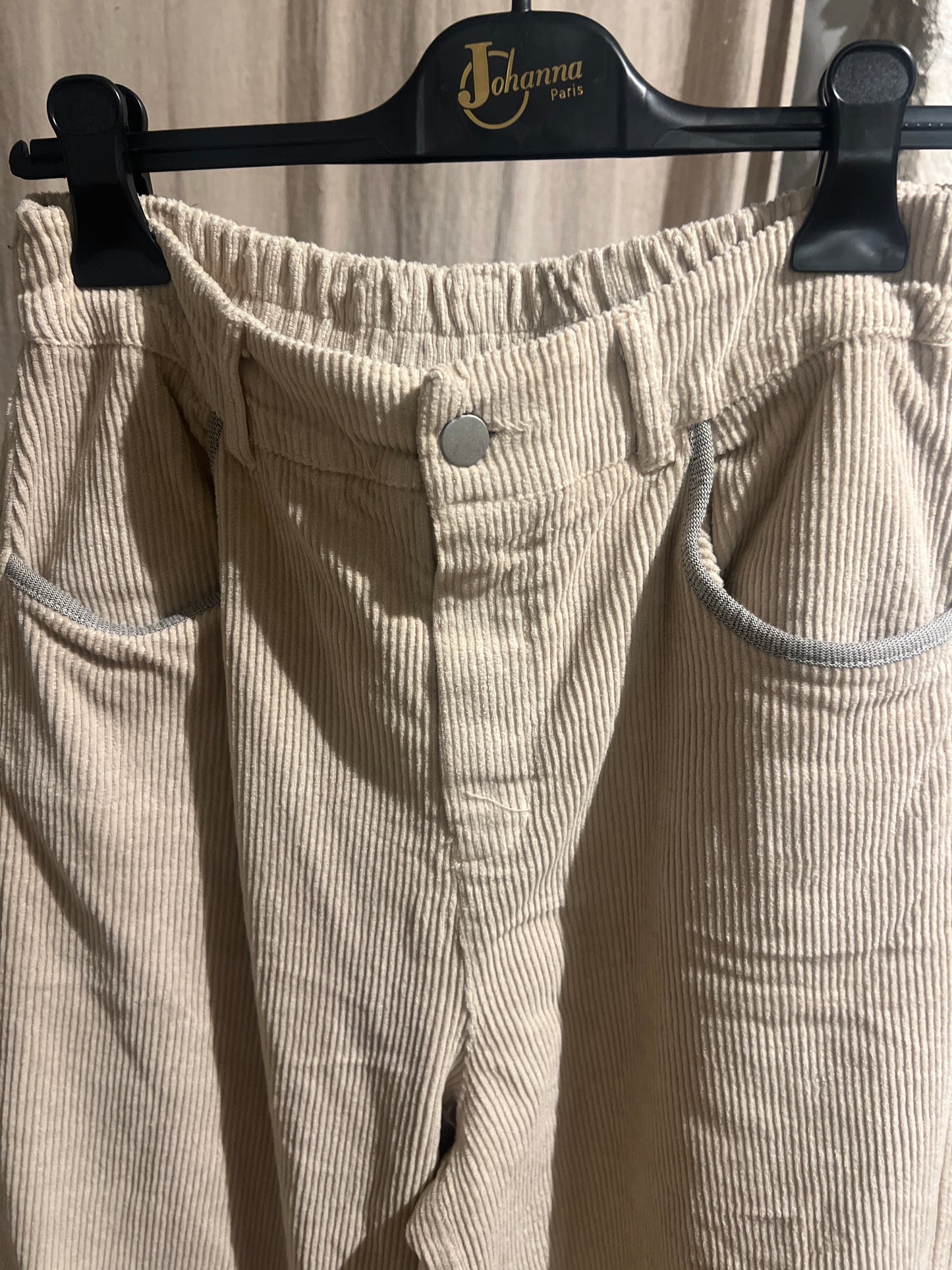 Vente privée-pantalon large en velours écru Johanna Paris