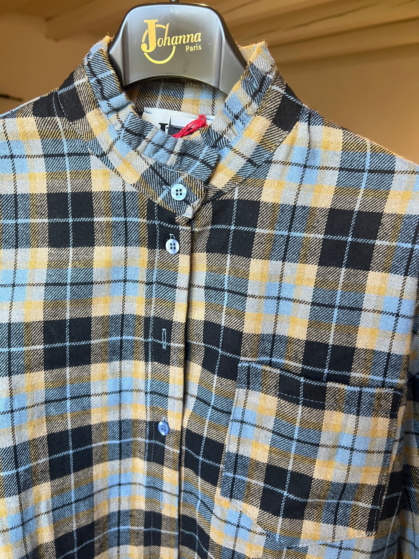 Chemise à carreaux col frou frou-Johanna Paris