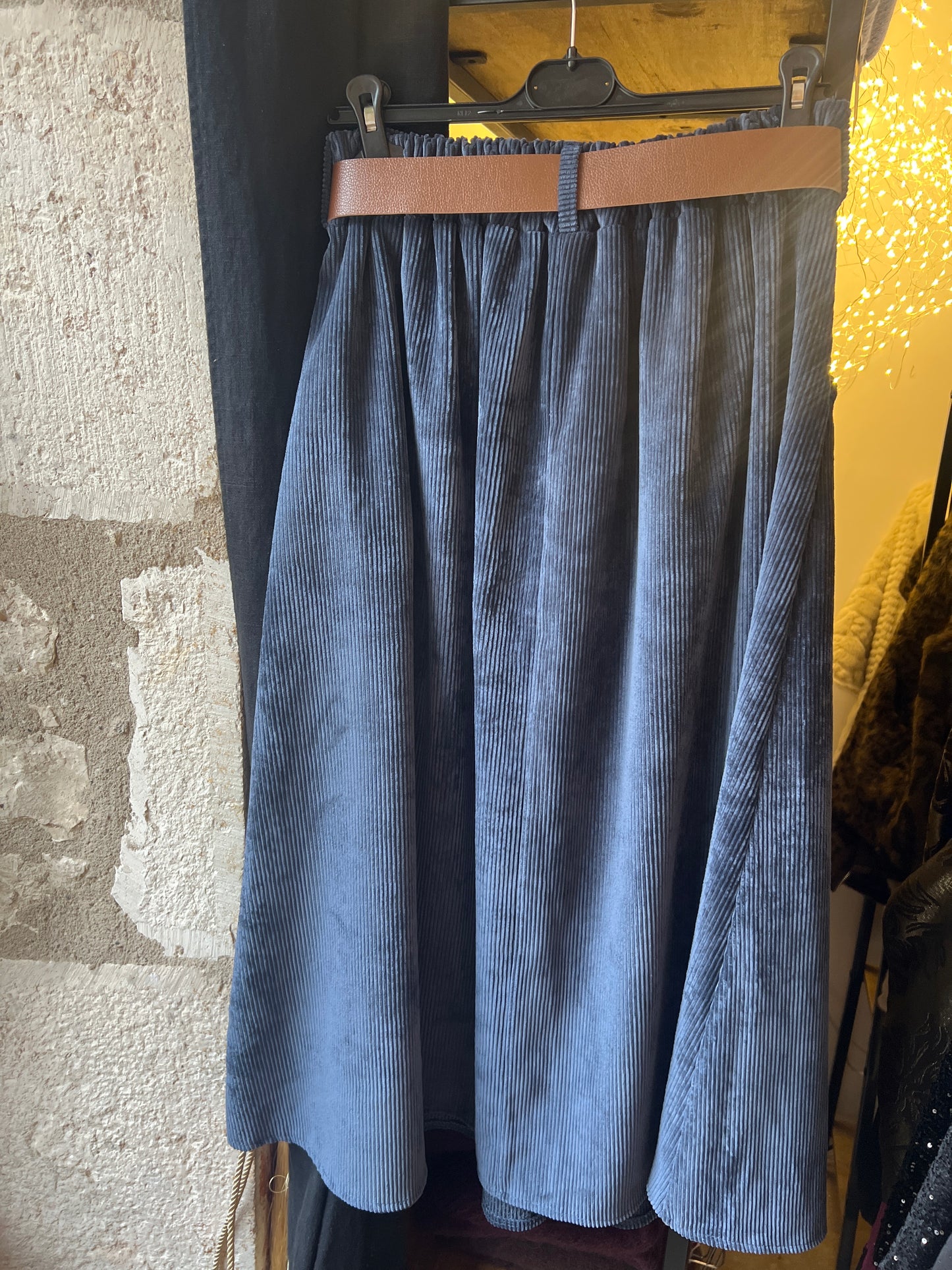 Jupe Mia en velours bleu marine-Johanna Paris