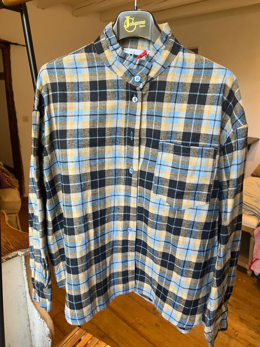 Chemise à carreaux col frou frou-Johanna Paris