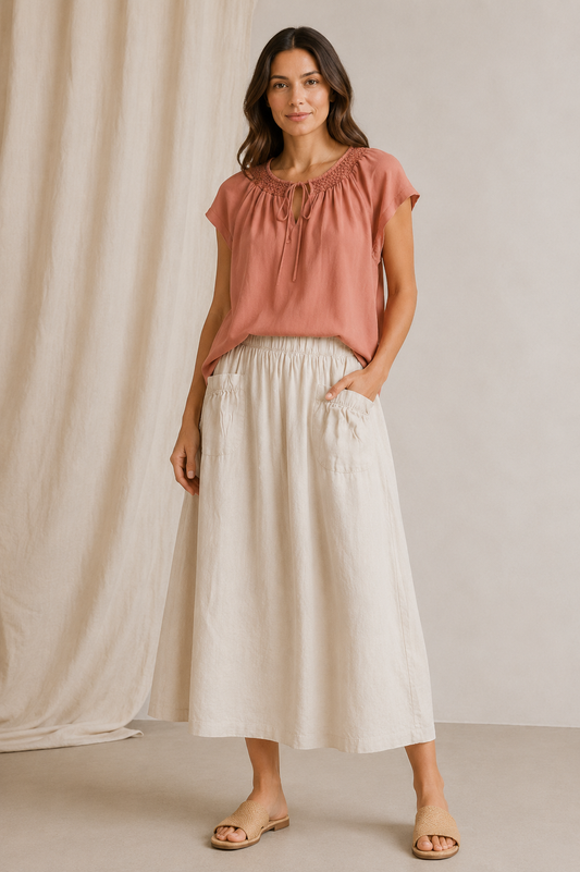 Blouse  Lilou-100% coton-Rose blush