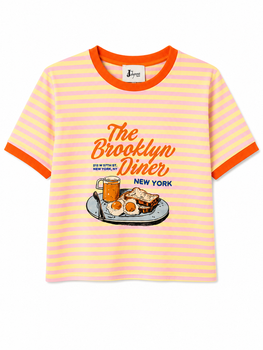 Tee shirt Brooklin Dinner orange-Johanna Paris