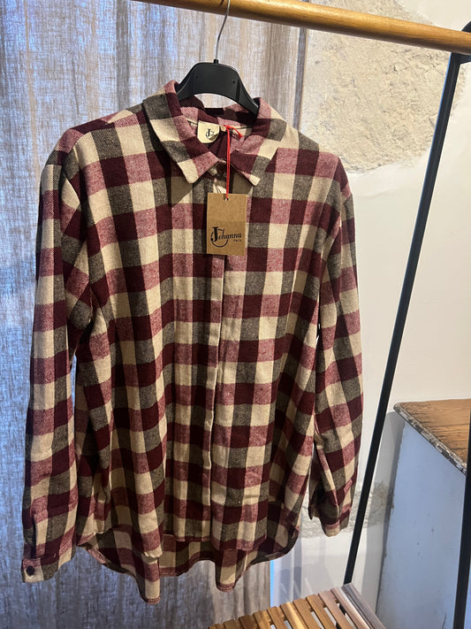 Vente privée-Chemise à carreaux prune-Johanna Paris