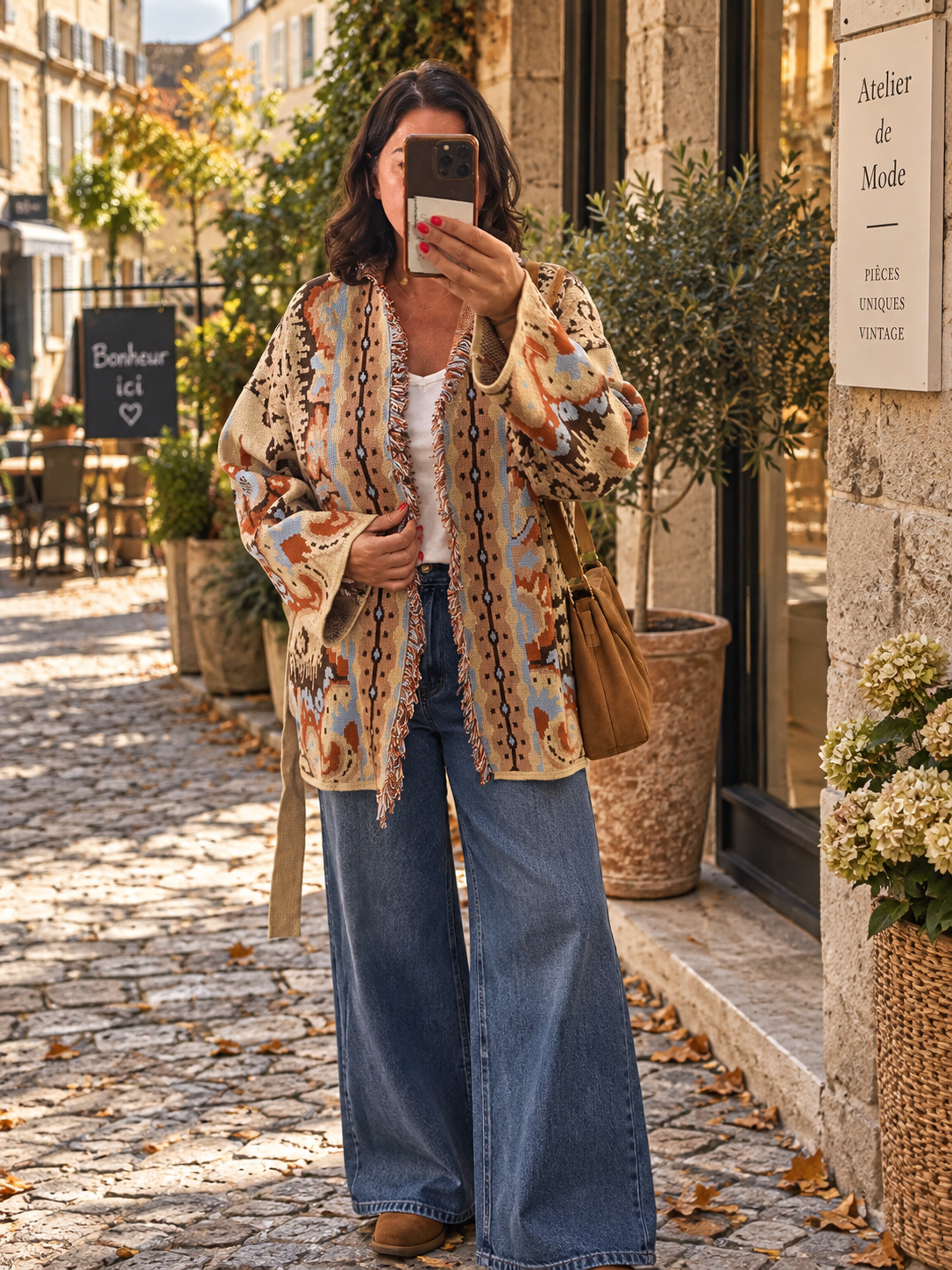 Veste en maille Apache beige-Johanna Paris