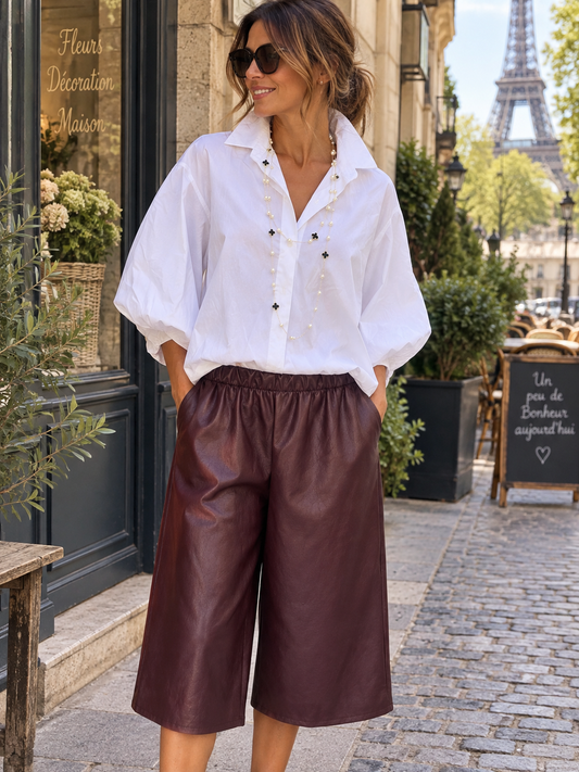 Bermuda similicuir bordeaux Zack-Johanna Paris