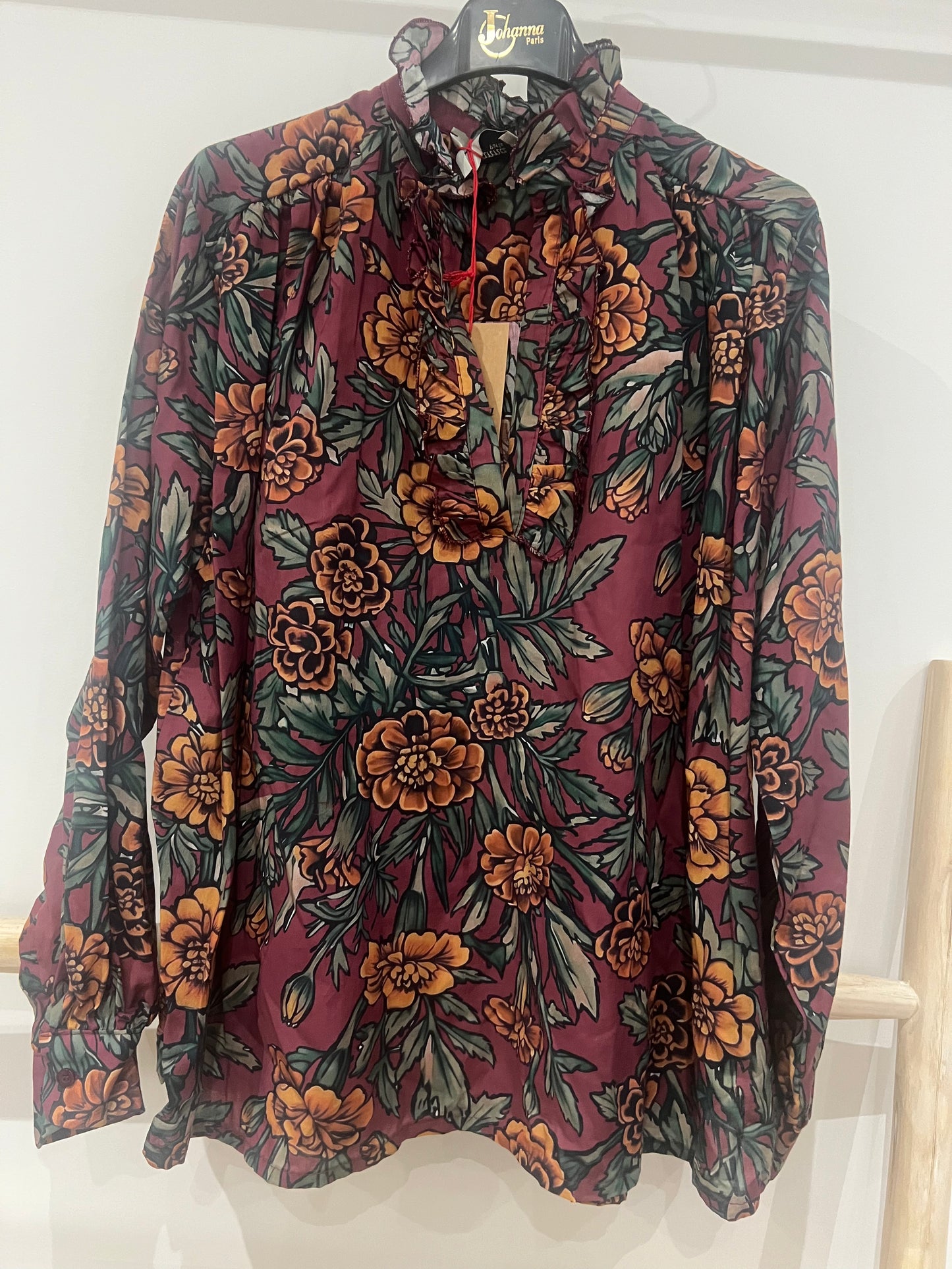 Blouse fleurie bordeaux Barbara-Johanna Paris
