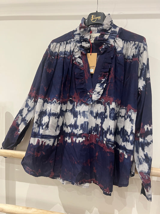 Blouse Ava tie and dye bleu -Johanna Paris