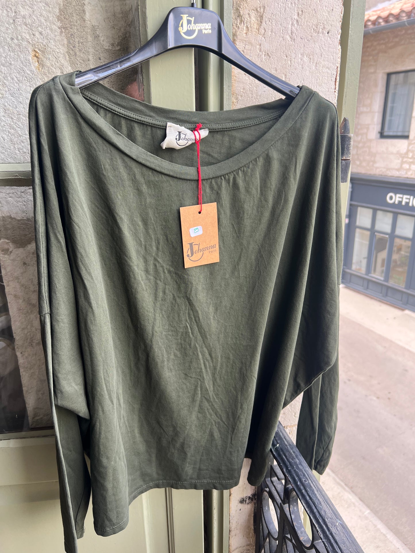 TEE shirt Biba manches longues kaki foncé -Johanna Paris