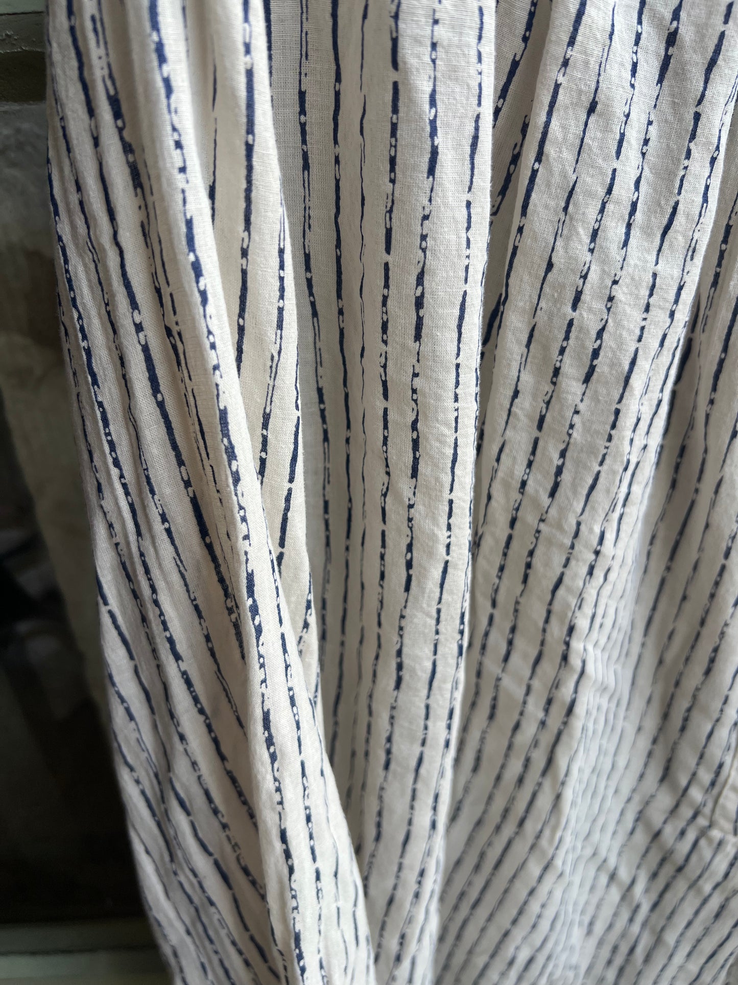 Chemise voile de coton rayée mastic/bleu Lou-Johanna Paris