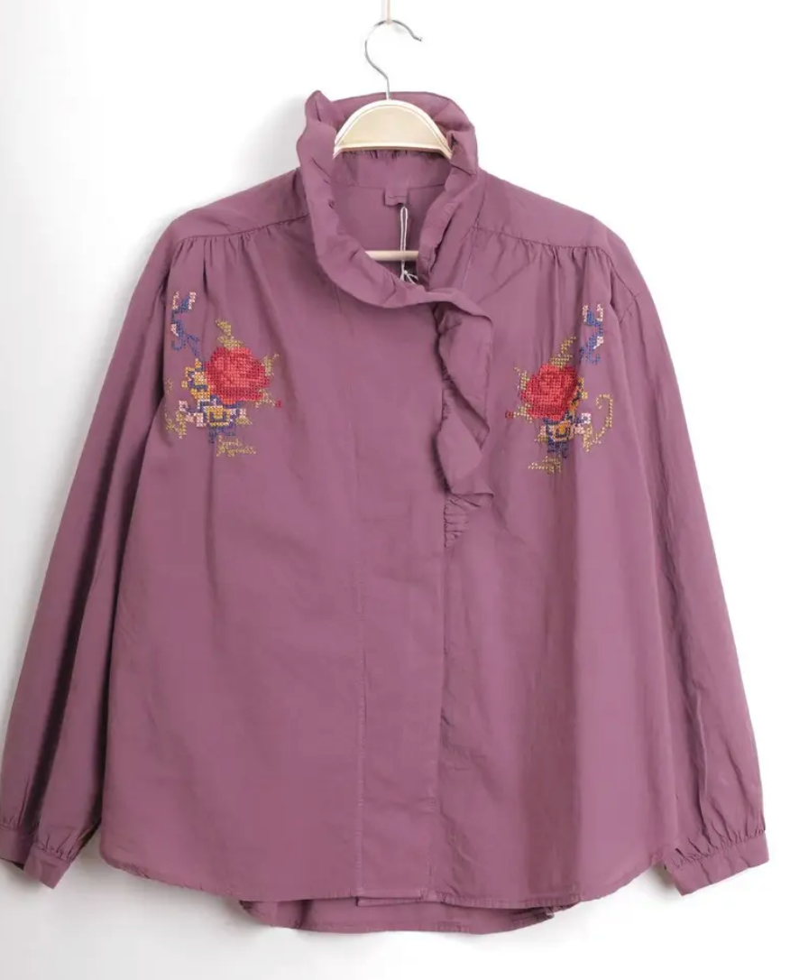 Chemise brodée Anita prune-Trendy Faubourg