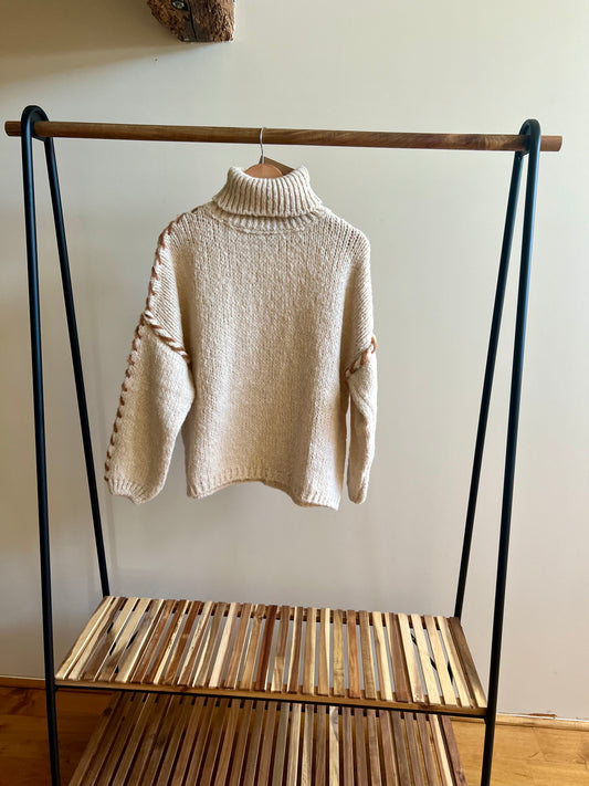 Pull col roulé Max Beige-Johanna paris