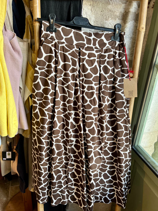 Jupe longue Diane imprimé girafe choco-Johanna Paris