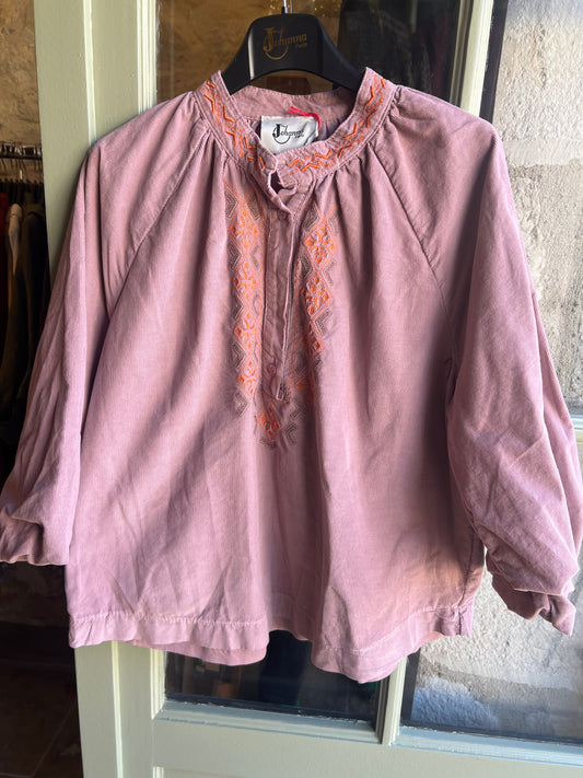 Blouse en velours rose Anna-Johanna Paris