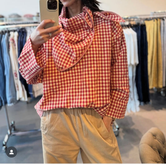 Chemise rouge à carreaux+bandana-Jahanna Paris