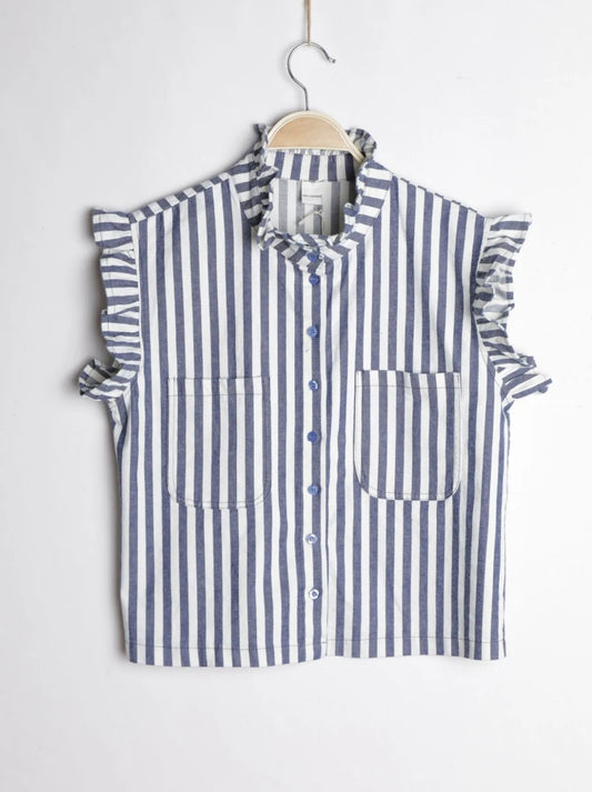 Chemise sans manche Carmen à rayures bleu Denis