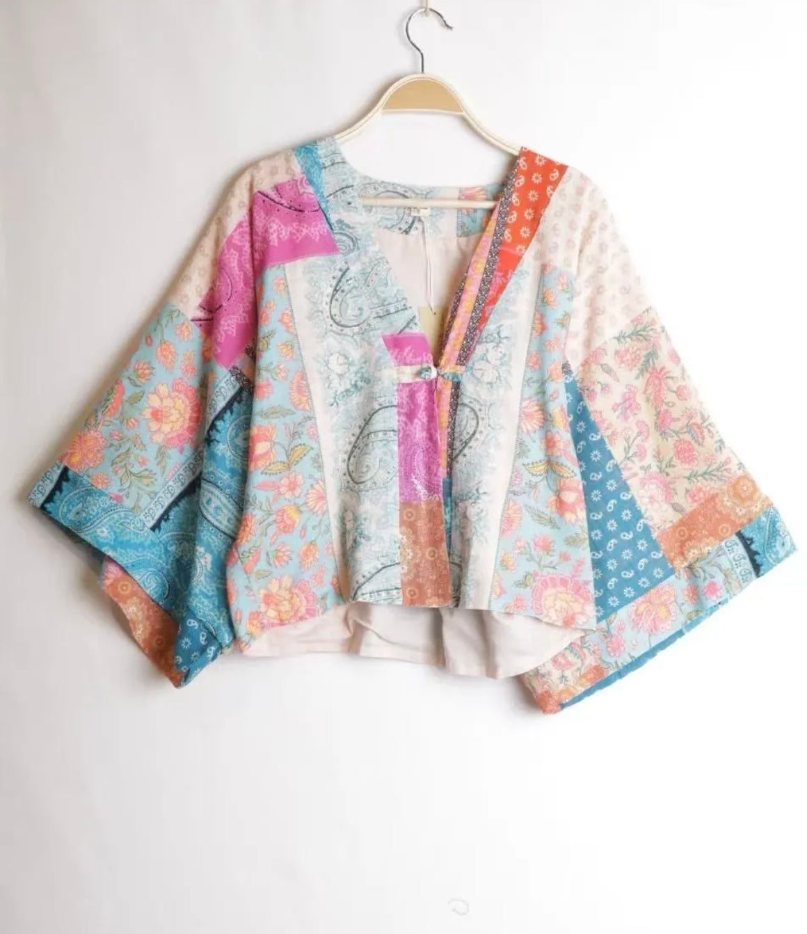 veste kimono Asia multicolore bleu