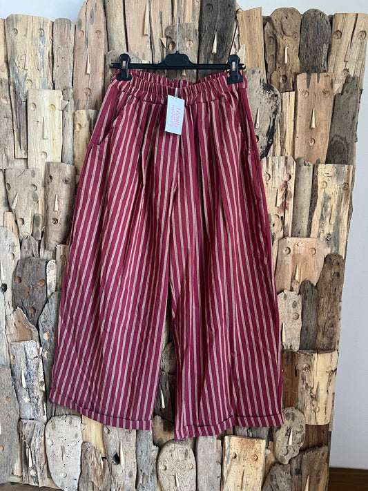 Pantalon Paolo rayé bordeaux/écru-TRENDY FAUBOURG