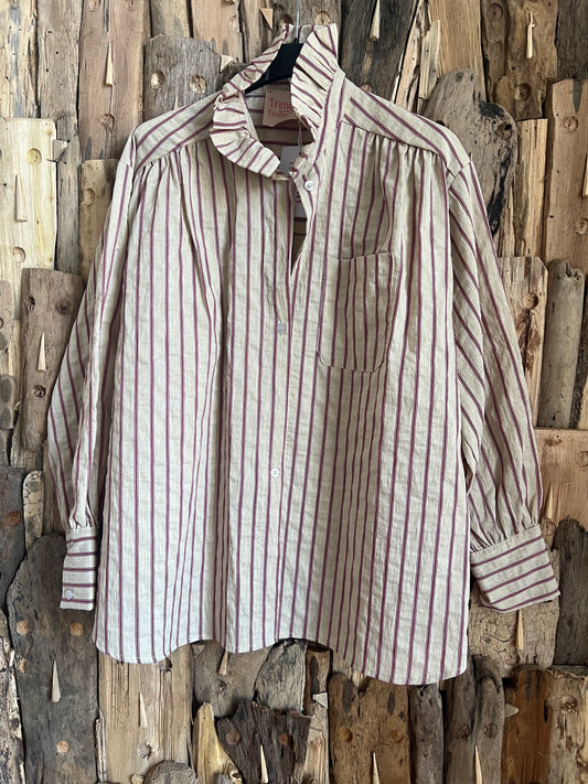 Chemise Mona beige à rayures bordeaux-TRENDY FAUBOURG