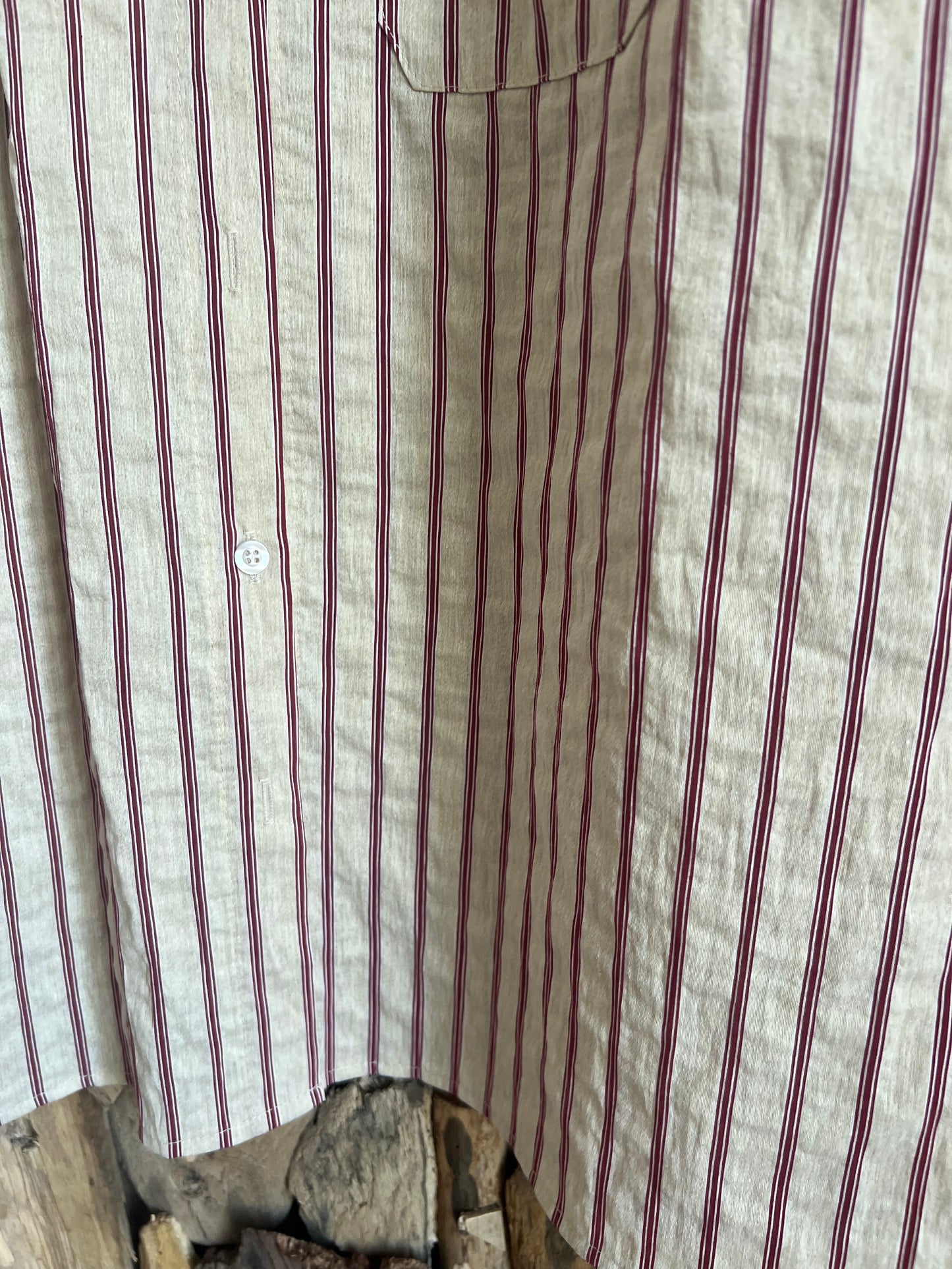 Chemise Mona beige à rayures bordeaux-TRENDY FAUBOURG