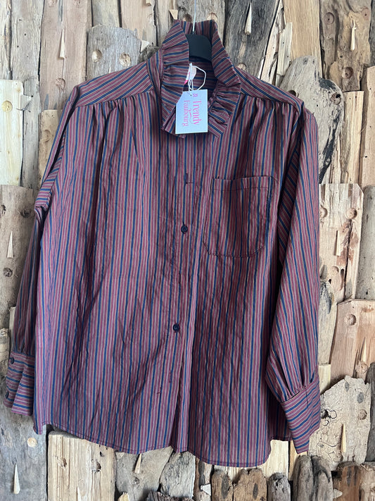 Chemise Mona rayée bordeaux/marine-TRENDY FAUBOURG