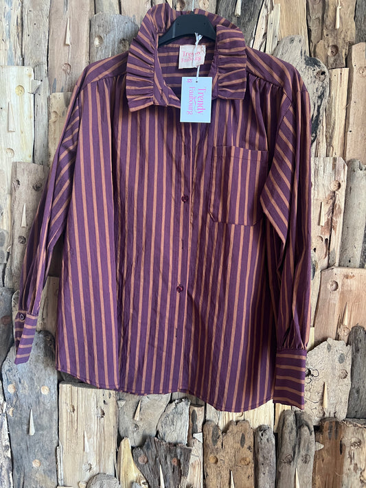 Chemise à rayures Mona bordeaux - TRENDY FAUBOURG