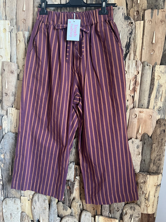 Pantalon Louis rayé bordeaux-TRENDY FAUBOURG