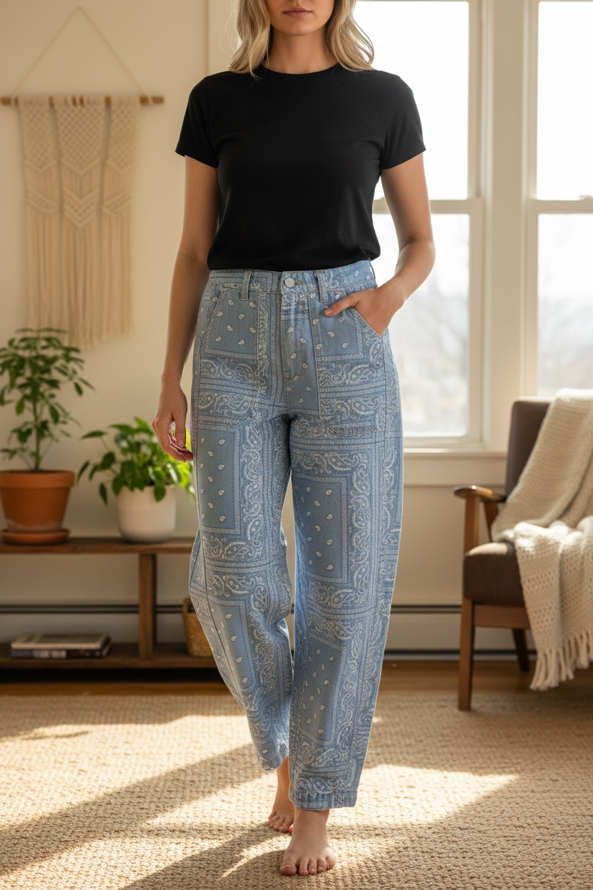 Jean bleu clair imprimé Bandana