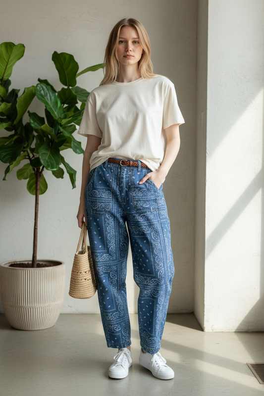 Jean bleu foncé imprimé Bandana