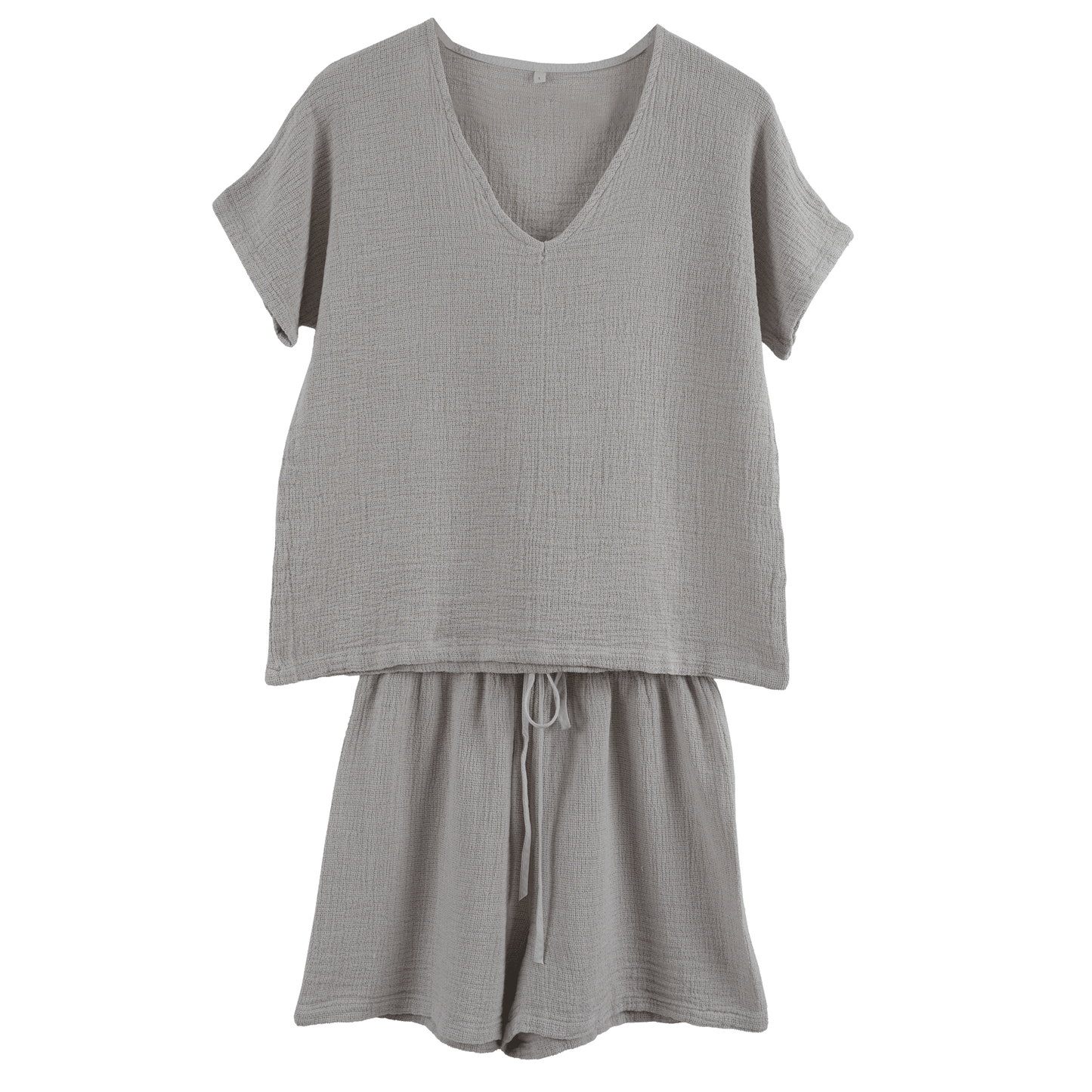 Nouveau-Ensemble Short et Tee Shirt SYMI en Gaze Lin et Coton-Haomy