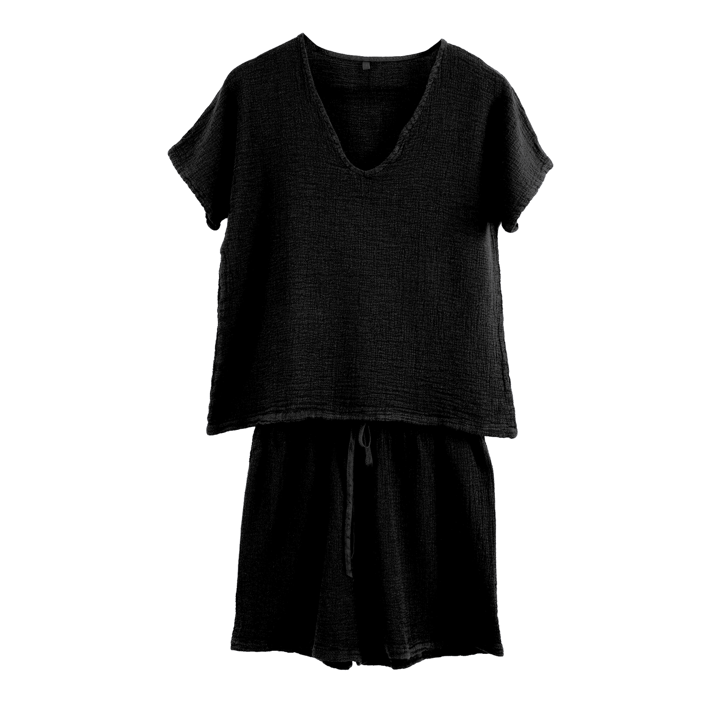 Nouveau-Ensemble Short et Tee Shirt SYMI en Gaze Lin et Coton-Haomy